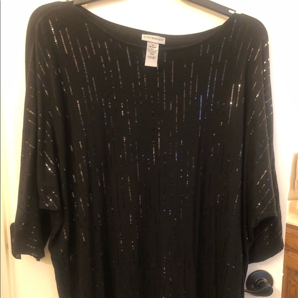 Catherine’s Black top with Sequence. Size 1X - Picture 1 of 6